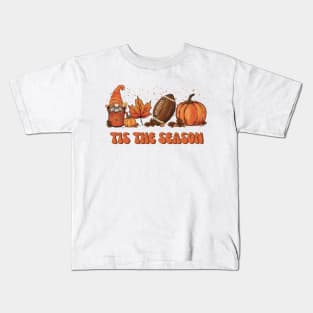 Tis The Season Football Fall Season Coffee Autumn Thanksgiving Kids T-Shirt